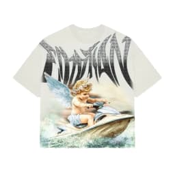 Mixed Emotion Streetwear Summer Angel Baby Rhinestone Loose Pure Cotton Shiirt for Men Women Hip Hop Tops