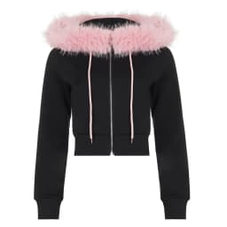 Women Cropped Hoodie sweatshirts Sexy Slim Chic Fur Collar Cardigan Sweatshirt Elastic Waist Drawstring Pants French Streetwear