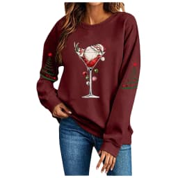 Cute Women's Christmas Santa Long Sleeve Sweatshirt Without Hat Christmas Hoodie Women