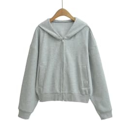 5 Colors Autumn Women Zip Up Hooded Sweatshirt Drawstring Hat Long Sleeve Hoodies Sweats Loose Jumper Gray Navy White