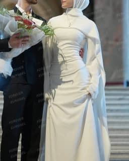 Simple Pearls Wedding Dresses Woman's Mermaid Muslim Formal Long Sleeve Ruffles Bride Gowns Customized Satin Robe De Mariée 2026
