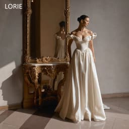 LORIE Vintage Ivory Wedding Dresses Pleats Off The Shoulder Bride Prom Gown Draped A-Line Bridal Gowns Customized
