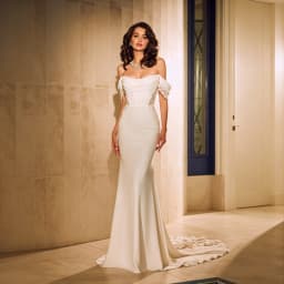 Customized Modern Off Shoulder Neckline Trumpet Satin Wedding Dress Elegant Zipper Back Floor Length Court Train Gown For Bride