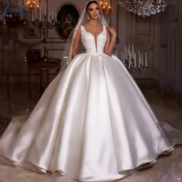 LAYOUT NICEB Luxury Sleeveless Satin Wedding Dress Princess Plus Size A-Line Bride Gowns Sleeveless Vestido De Noiva Custom Made