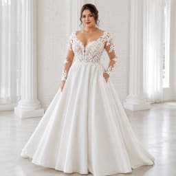 Customized Plus Size Wedding Dress Long Sleeve Lace Bridal Gown A Line Elegant Bride Dress Backless