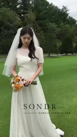 Sondr O-Neck Short Sleeves Korean Wedding Dresses Photo Shoot Customized A Line Simple Elegant Japanese Wedding Party Dresses