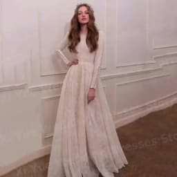 2025 Luxurious A Line Women's Wedding Dresses O Neck Lace Appliques Vestido De Novia Bride Gowns Customized Long Sleeve Vestido