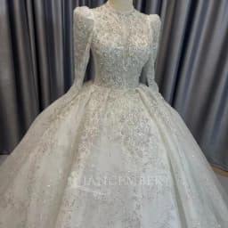 Hot Sale Crystal Ball Gown Wedding Dresses New Long Sleeve Organza Customized Wedding Gowns Bridal Dress فساتين حفلات