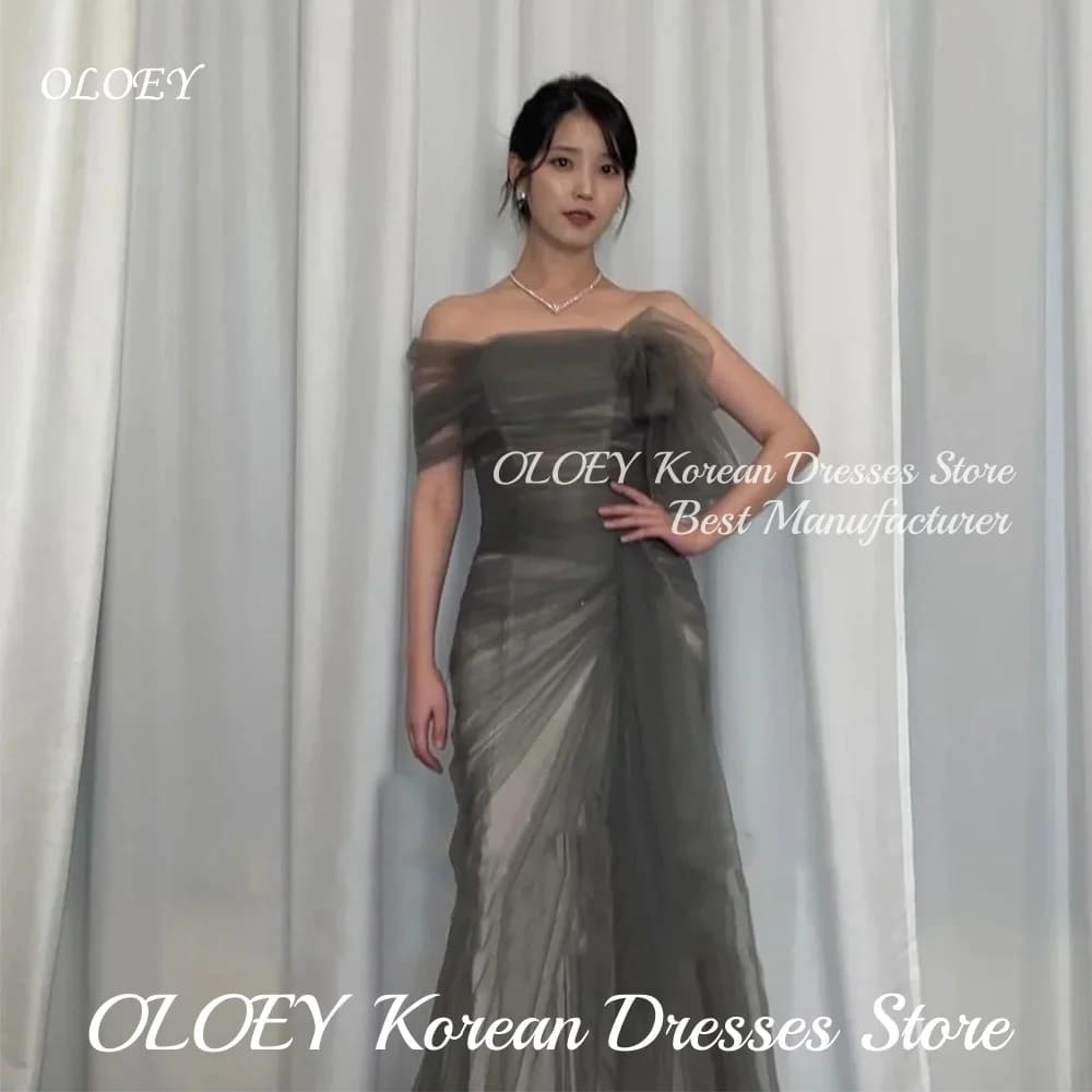 OLOEY 2025 Customized Mermaid Evening Party Dresses Tulle Korea Green Ruched Wedding Women Gowns Event Prom Gowns Customized