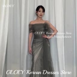 OLOEY 2025 Customized Mermaid Evening Party Dresses Tulle Korea Green Ruched Wedding Women Gowns Event Prom Gowns Customized
