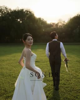 Sondr Grassland Theme Korean Wedding Dresses Photo Shoot Customized Strapless Elegant Self-Wedding Gown for Bride 2026