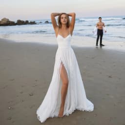 Customized Beach Wedding Dress 2026 Lace High Slit Elegant Bridal Gown Women Spaghetti Strap Boho Bride Dress Simple Party Dress