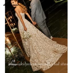 Lakshmigown Full Lace Strapless Wedding Dress Featuring Stunning Lace Appliques and Floral A-Line Bridal Dress Customized