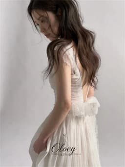 OLOEY Elegant A-Line Tulle Korea Wedding Dress Photo Shoot Sleeveless Backless Bridal Gown Customized Garden Wedding Dress