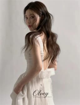 OLOEY Elegant A-Line Tulle Korea Wedding Dress Photo Shoot Sleeveless Backless Bridal Gown Customized Garden Wedding Dress