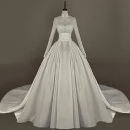 Long Sleeved Satin Wedding Dress With Lace Embroidery Nail Bead Embroidery Slim Fit Palace Style Long Tailed Dress Customized