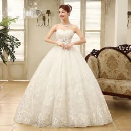 customized Cheap White Princess Wedding Dress Princess Vestidos De Novia Sequins Strapless Lace Plus size Bride Ball Gown XXN085