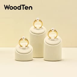 WoodTen 3PCS Set Rings Display Rack Jewelry Display Stand Microfiber Pearl Ring Jade Earring Counter Display Stand Ring Holder