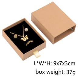 Chanfar 10pcs/Lot Cardboard Sliding Drawer Ring Necklace Jewelry Gift Packaging Box With Ribbon Rope Black Kraft Cotton Filled