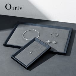 Oirlv Beige/Grey Jewelry Display Trays Linen/Velvet-Lined – Ideal for Showcasing Necklaces/Bracelets To Retail Jeweler or Home