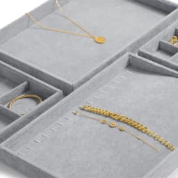 Oirlv 24 Grid Ice Velvet Jewelry Drawer Organizer Tray Stackable Jewelry Tray for Ring Earring Necklace Bracelet Storage Display