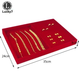 Red Velvet Jewelry Display Tray Jewellery Storage Box Necklace Earrings Pendant Stud Organizer Other Accessories Show Case