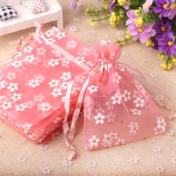 10pcs/lot Organza Gift Bag Flower Multi Color Printing Drawstring Pouches Party Packaging Gift Candy Jewelry Bag