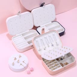 Trendy Portable Jewelry Box Jewelry Organizer Display Travel Jewelry Case Boxes Button Leather Storage Zipper Jewelers Joyero