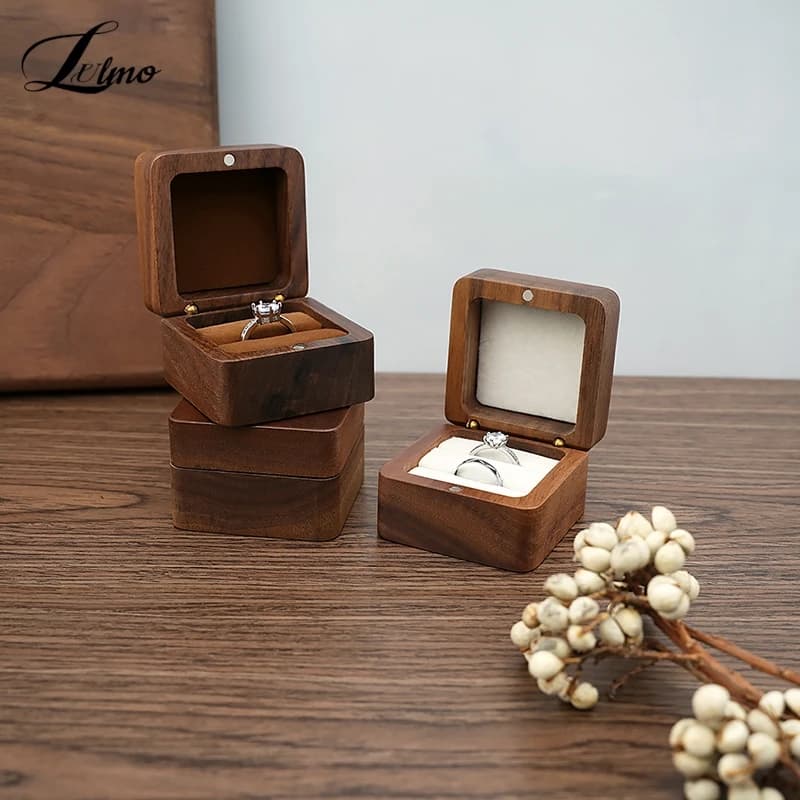 Luxury Wood Jewelry Box Wedding Ring Box Earring Rings Box Jewelry Organizer Box Jewelry Gift Packaging Box Bracelet Package