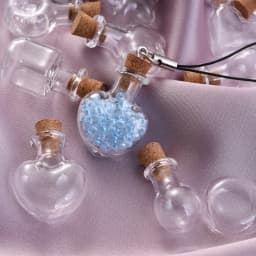 10pcs Small Clear Glass Wishing Bottles with Wood Stoppers Mixed Shape Micro Containers for Jewelry Decoration and Display