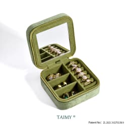 TAIMY Personalise Vintage Velvet Jewelry Box Luxury Travel Ring Necklace Jewelry Storage Case Custom Logo Jewellery Organizer