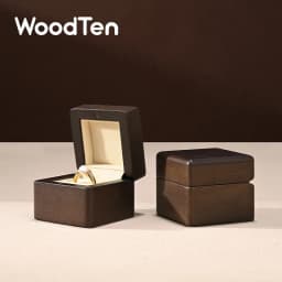 WoodTen Wood Ring Gift Box Jewelry Ring Storage Box for Engagement Wedding Anniversary Propose Jewelry Organizer Box for Women