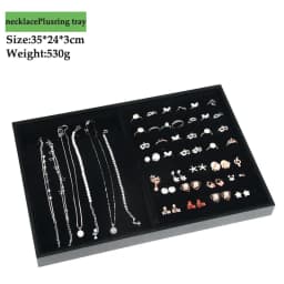 PU Black Velvet Jewelry Tray Jewellery Organizer Storage Box Watch Holder Necklace Ring Earring Pendant Stand Series For woman