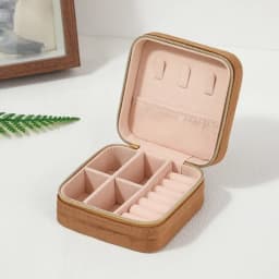 Plush Velvet Jewelry Box Necklace Ring Earrings Organizer Holder Travel Portable Zipper Square Jewelry Storage Case For Women