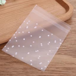 100Pcs White Polka Dot Frosted Self-adhesive Bags Small Jewelry Packaging Bags Dustproof Sealed Freshness Candy Cookie Storage