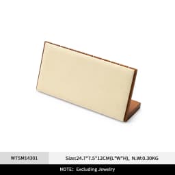 Oirlv Wooden Display Stand Set Beige Velvet Jewelry Ideal for Jeweler & Home Organizer for Necklaces Rings, Earrings, Bracelets