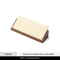 Oirlv Wooden Display Stand Set Beige Velvet Jewelry Ideal for Jeweler & Home Organizer for Necklaces Rings, Earrings, Bracelets