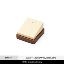 Oirlv Wooden Display Stand Set Beige Velvet Jewelry Ideal for Jeweler & Home Organizer for Necklaces Rings, Earrings, Bracelets