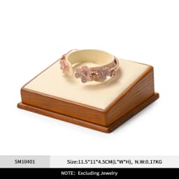 Oirlv Wooden Display Stand Set Beige Velvet Jewelry Ideal for Jeweler & Home Organizer for Necklaces Rings, Earrings, Bracelets