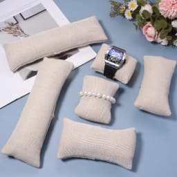 1Pc Beige Linen Fabric Jewelry Pillow For Watch Bangle Bracelet Display Holder Gift Jewelry Cushion DIY Accessories Wholesale