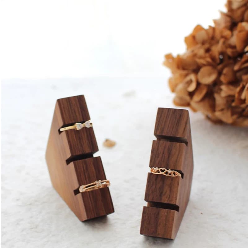 Wodden Ring Jewelry Display Tray Organizer Holder Wood Ring Display for Selling Modern Rings Stand Jewelry Storage Tray Case