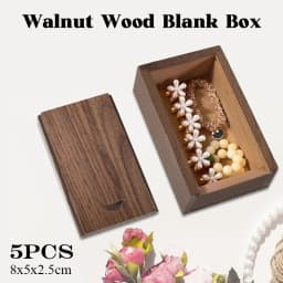 5PCS Unfinished Storage Boxs Solid Natural Wooden With Sliding Top For Necklace Ring Gift Blank Box USB Decorative Gift Case Box