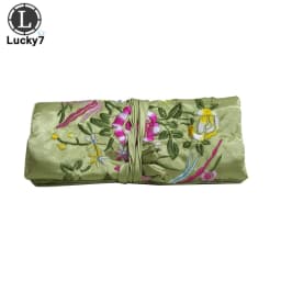 Embroidered Jewelry Storage Bag Chinese Wind Silk Jewelry Organizer Travel Pouch Ring Necklace Zipper Embroidery Bird Roll Bag