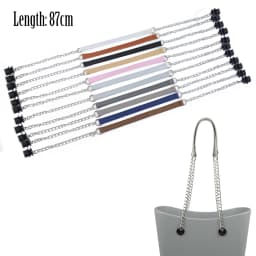 New Tanqu 1 Pair Silver Long Thick Single Chain with OT Metal Buckle Black Screws for Obag O Bag Handles for Women Bag Handbags