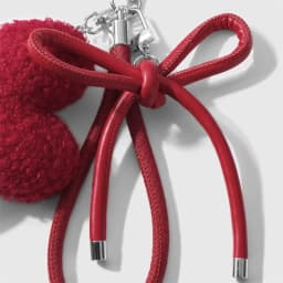 Sweet Plush Love Heart Bag Charm Keychain Pendant with Woven Rope Bow for Backpack Car Key Decoration Keyring