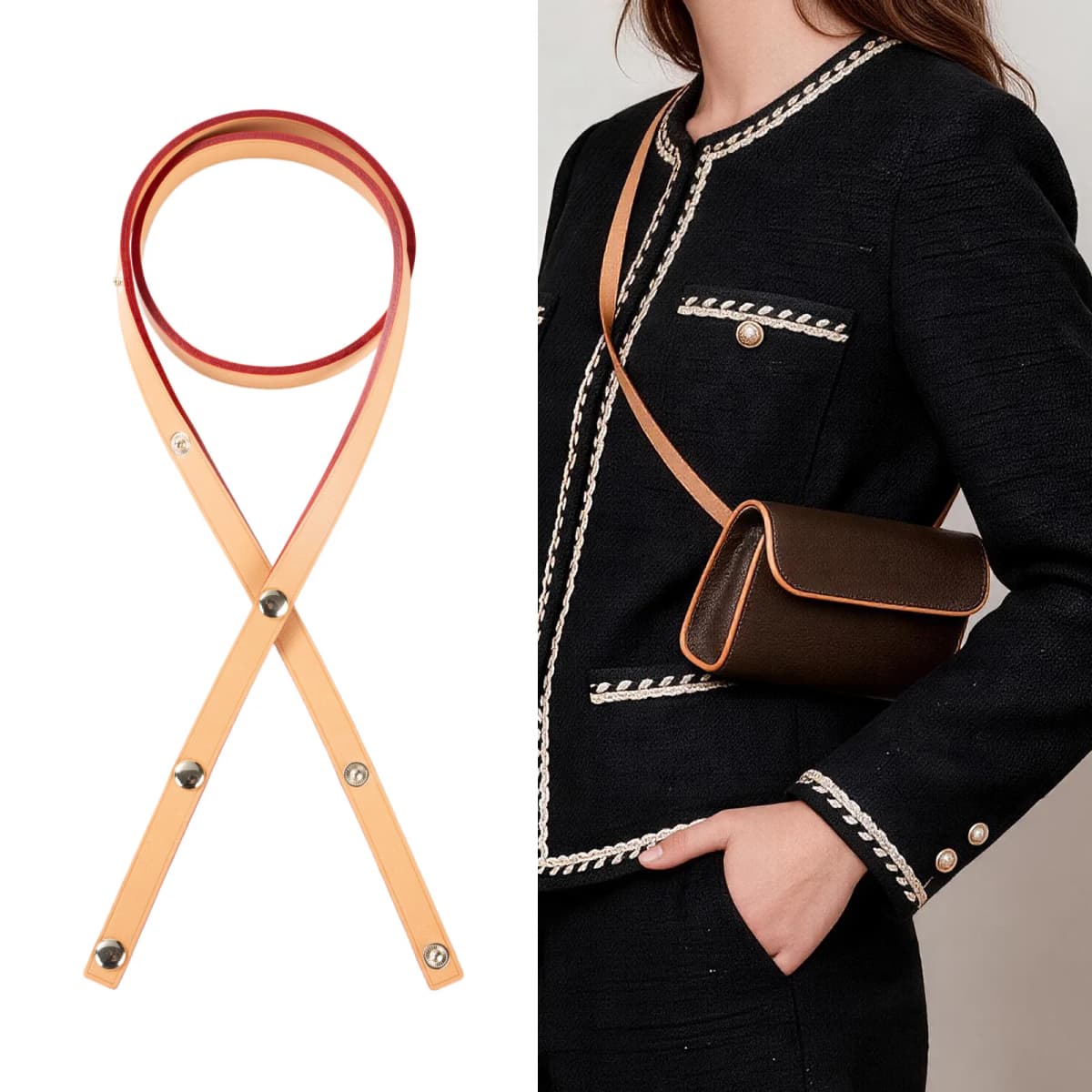 Berry&Snowy Luxury Shoulder Strap Replacement For LV Fiorentine Bag Accessories Vachetta Leather Strap