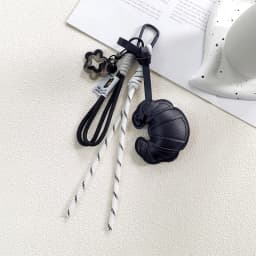 Lovely Hanger Pu Leather Croissant Pendant Fashion Bag Charm Heart Shaped Bag Decoration Bag Accessory Gift