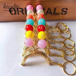 KISSDIY 7PCS 5CM Candy Ball Golden Metal Coin Purse Frames With Key Ring Bag Handle Kiss Clasp DIY Bag Accessories Wholesale