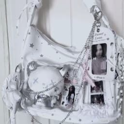 Star Print Itabag Transparent Window Hobo Bag Ruffle Pleated Shoulder Strap Purse Kpop Idol Photocard Display Bag Casual Bag