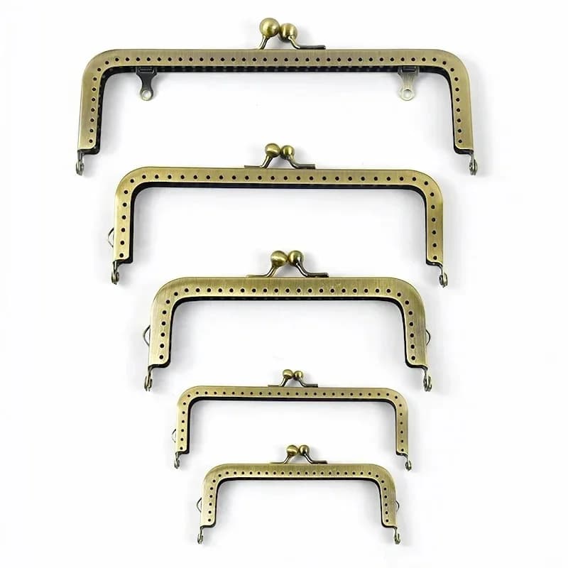 2/5Pcs 8.5-18.5cm Metal Handles for Handbag Square Brass Purse Frame Kiss Clasp DIY Sewing Brackets Wallet Handle Accessories